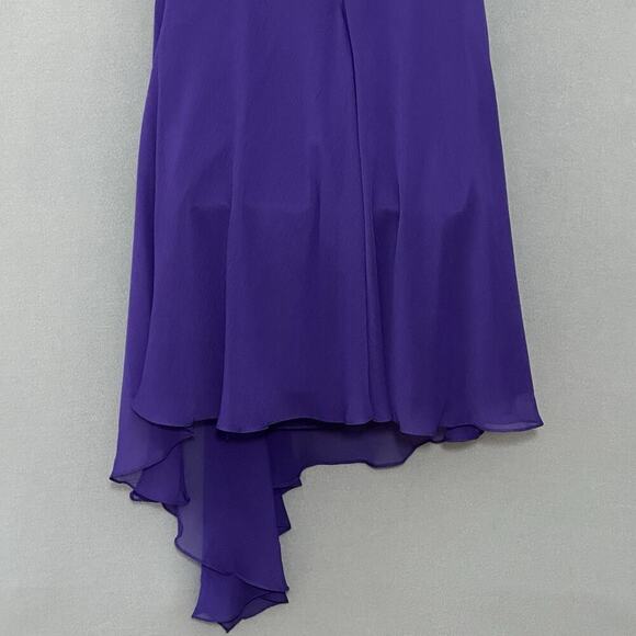 Davids Bridal Womens Dress 12 Regency Purple‎ Crinkle Chiffon One Shoulder Party - Picture 6 of 16